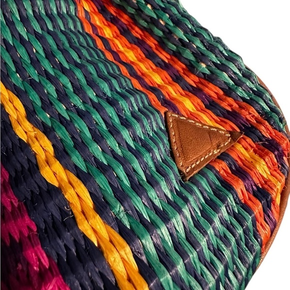 Vintage Liz Claiborne Leather Woven Bucket Bag Satchel  Shoulder Y2k Cinch - Picture 3 of 13